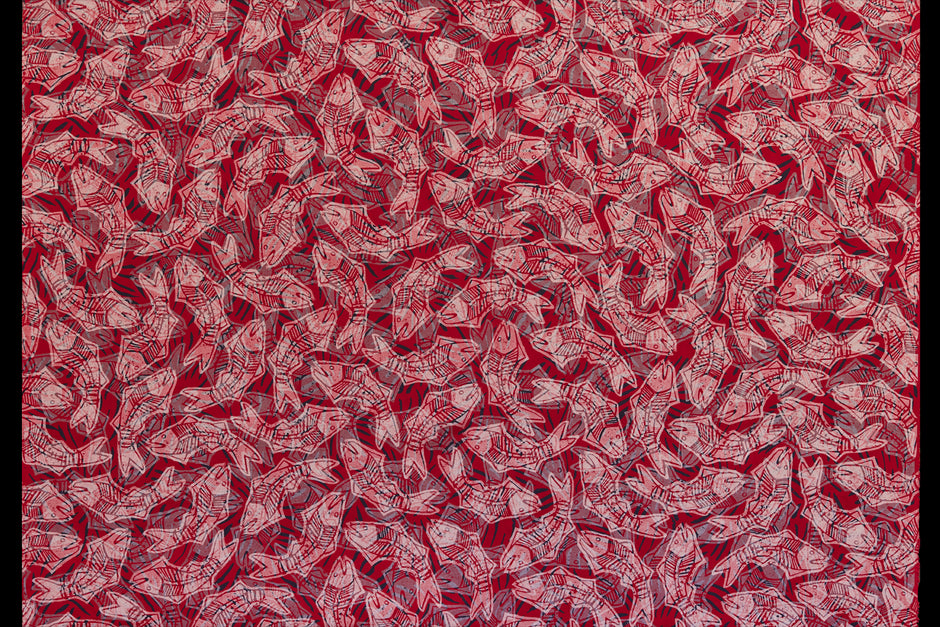Walga walga (salmon) on cotton/linen - Martha Lee